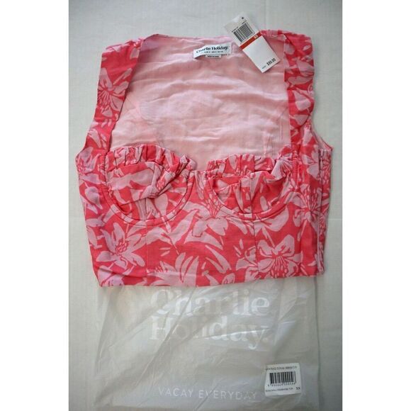 Charlie Holiday ASW7002 Women Sz XS Hibiscus Pink Madonna Underwire Crop Top - Picture 8 of 11